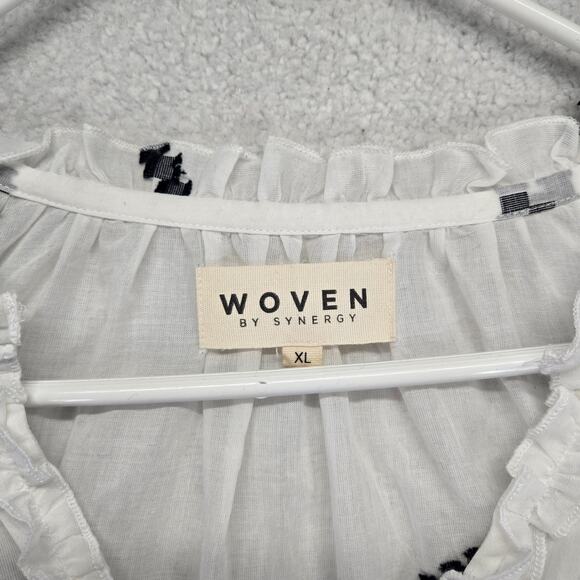 Woven By Synergy Sheer Top Womens XL Sleeveless Ruffle Organic Cotton - Picture 2 of 7